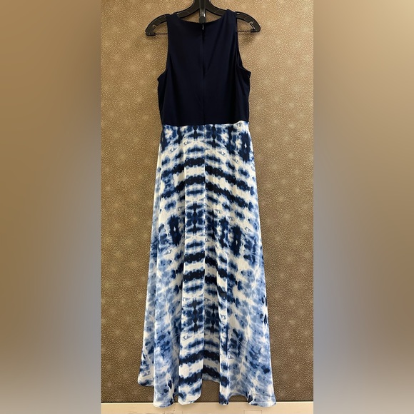 🔥🔥🔥NEW Eliza J High Low Blue Tie Dye Print Dress Size 8 - Picture 5 of 8